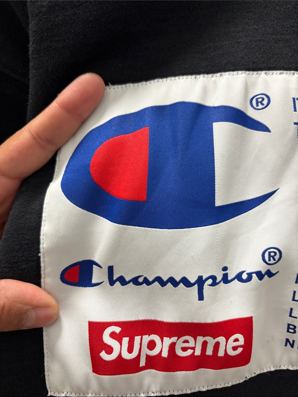 Supreme X Champion Hoodie In Black 100% authentic Size L EUC - Picture 3 of 9